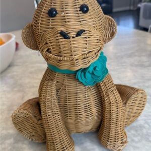 Kate Spade Wicker Basket with Teal Label